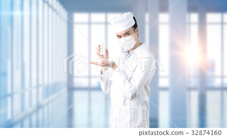 Beautiful medical woman doctor in uniform. Studio Beautiful medical woman doctor in uniform. Studio 32874160