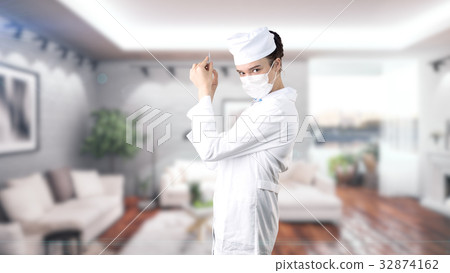 Beautiful medical woman doctor in uniform. Studio Beautiful medical woman doctor in uniform. Studio 32874162