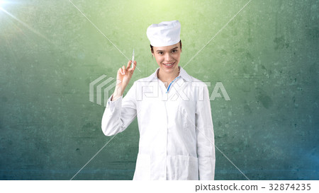 Beautiful medical woman doctor in uniform. Studio Beautiful medical woman doctor in uniform. Studio 32874235