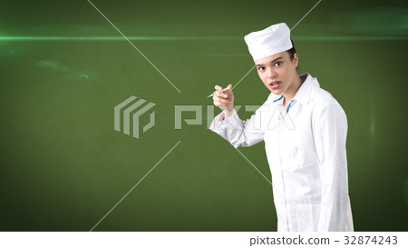 Beautiful medical woman doctor in uniform. Studio Beautiful medical woman doctor in uniform. Studio 32874243