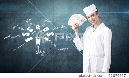 Beautiful medical woman doctor in uniform. Studio Beautiful medical woman doctor in uniform. Studio 32874337