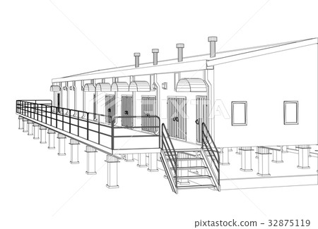 Wire-frame industrial building Wire-frame industrial building 32875119