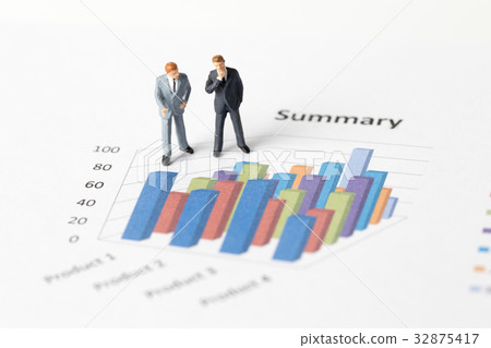 Miniature model of businessman thinking business 32875417