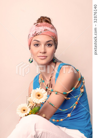 Young beautiful girl studio portrait 32876140