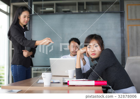 Asian business woman feeling bored for project Asian business woman feeling bored for project 32878006