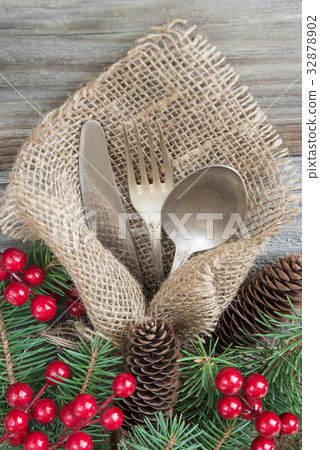 Christmas table with Christmas decoration Christmas table with Christmas decoration 32878902
