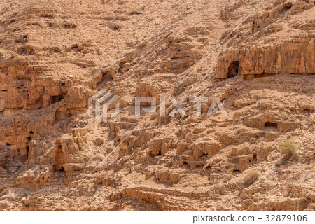 Wadi Qelt in Judean desert around St. George Wadi Qelt in Judean desert around St. George 32879106