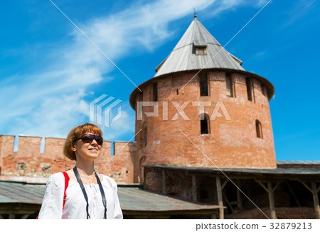 Young female tourist in Veliky Novgorod 32879213