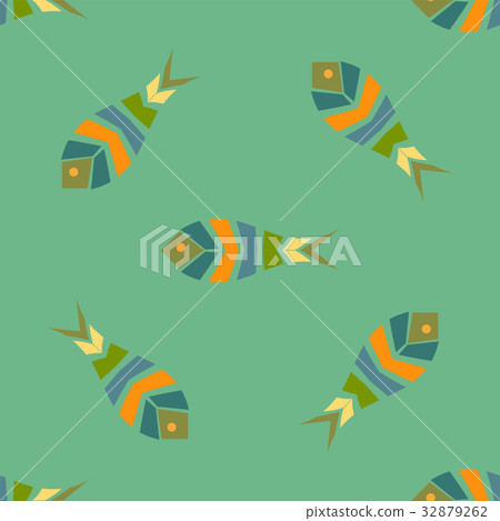 Flock of fish mosaic seamless pattern 32879262