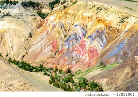 Multicolor soil of mercury occurrence in Altai  32881001