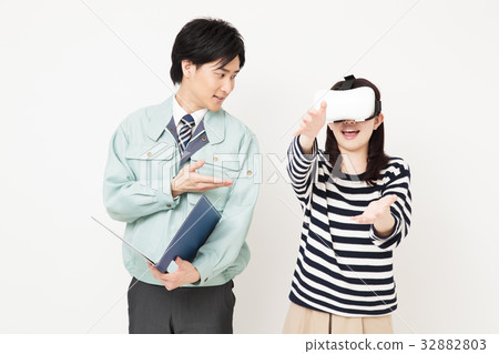 Business Real Estate Reform VR VR Glasses Virtual Reality White Back Business Real Estate Reform VR VR Glasses Virtual Reality White Back 32882803