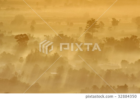 Mountain valley during sunrise. Natural summer  32884350