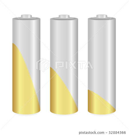 Metallic AA batteries over white background Metallic AA batteries over white background 32884366