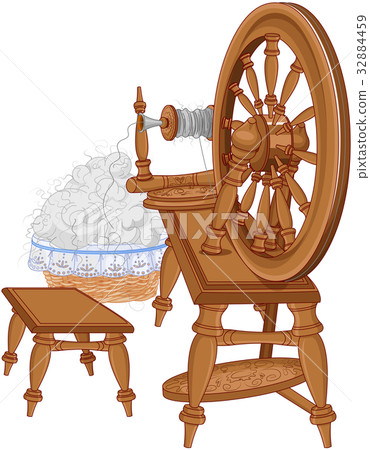 Shepherd Spinning Wheel and Chair Shepherd Spinning Wheel and Chair 32884459