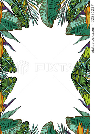 Tropical Vertical Template With Palm  Leaves 32885237