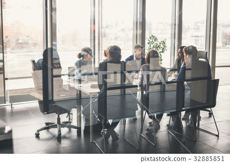 young business people group have meeting and working in modern bright office indoor 32885851