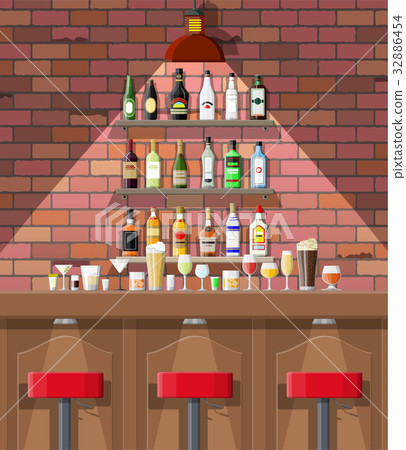 Interior of pub, cafe or bar. 32886454