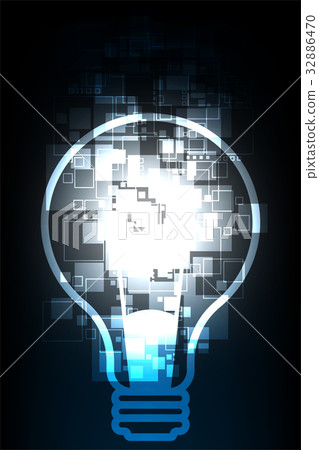 Abstract technology digital light bulb. 32886470