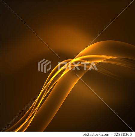 Energy lines, glowing waves in the dark, vector 32888300