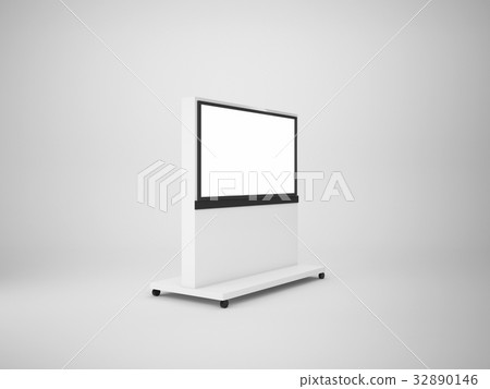 3d rendering TV wall isolated on white , mock... - Stock Illustration ...