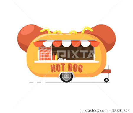 Hot dog outdoor cafe service icon Hot dog outdoor cafe service icon 32891794