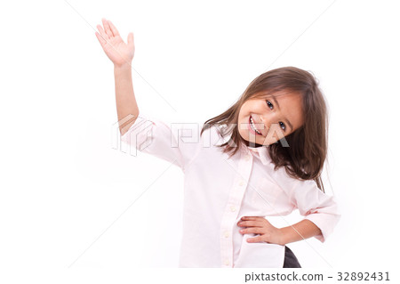 young little girl waiving her hand to you young little girl waiving her hand to you 32892431