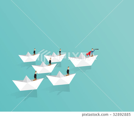 businessman with telescope on paper 32892885