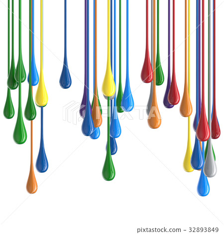 3D color glossy paint drop blobs 32893849