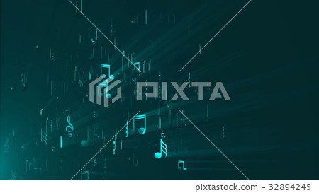 Abstract background with music notes. 3d render 32894245