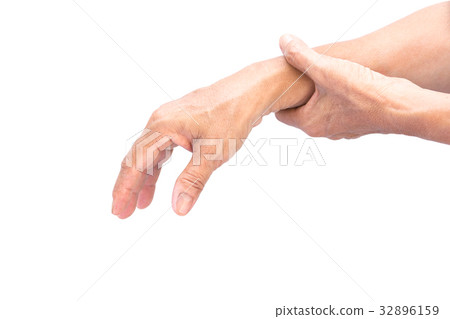 senior woman hand aching isolated senior woman hand aching isolated 32896159