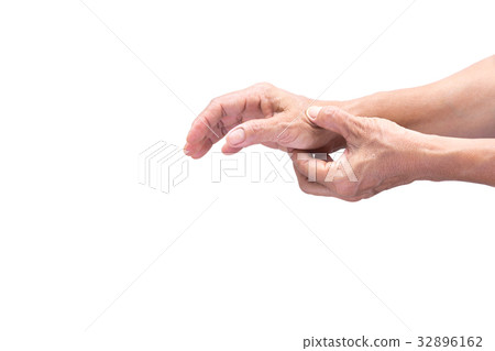 Senior woman having bad hand pain isolated Senior woman having bad hand pain isolated 32896162