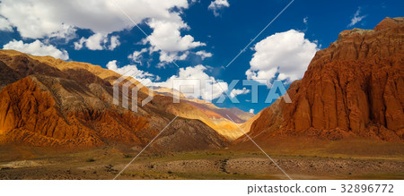 Landscape of colored mountain Kokemeren Kyrgyzstan 32896772