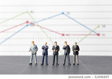 Miniature model group of businessman with garph Miniature model group of businessman with garph 32896897