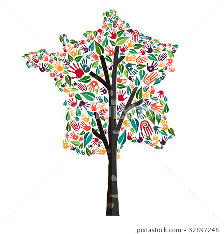 France hand print tree symbol for world help 32897248