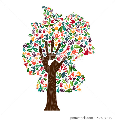 Germany hand print tree symbol for world help 32897249