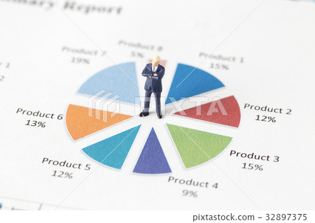 Miniature model group of businessman on graph Miniature model group of businessman on graph 32897375
