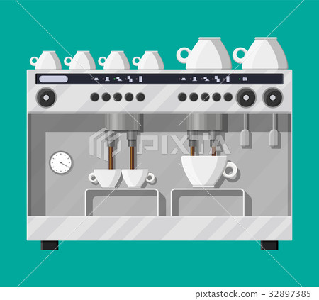 Coffee maker with cups. Coffee maker with cups. 32897385