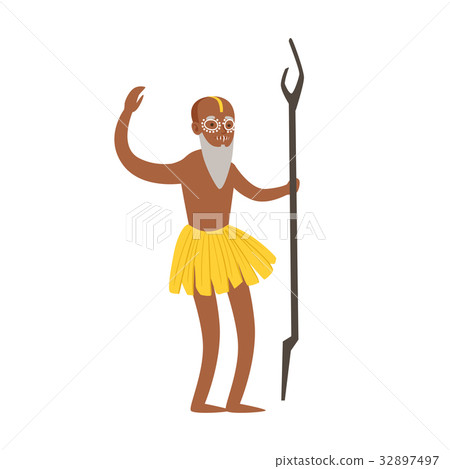 Indian shaman character in a loincloth performing Indian shaman character in a loincloth performing 32897497