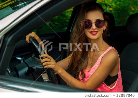 Portrait of a young glamorous brunette with Portrait of a young glamorous brunette with 32897846