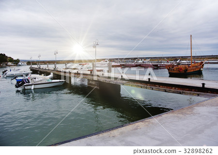 Coast of Bulgaria. Embankment. Boats and the sea Coast of Bulgaria. Embankment. Boats and the sea 32898262