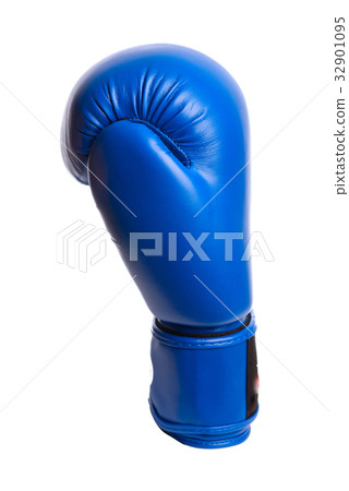 one blue boxing mitts on a white background 32901095