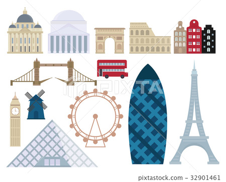 Euro trip tourism travel design famous building 32901461