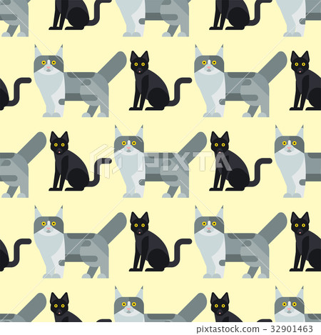 Cats vector illustration cute animal seamless Cats vector illustration cute animal seamless 32901463