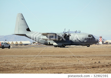Lockheed KC-130T Hercules transport refueling aircraft of the US Marine Corps to glimpse El Centro base in California 32902391