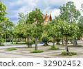 Trees inside the temple, Roof temple and clouds 32902452