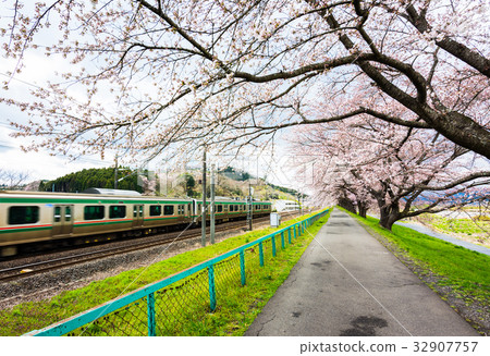 View of shiroishi river funaoka japan with View of shiroishi river funaoka japan with 32907757