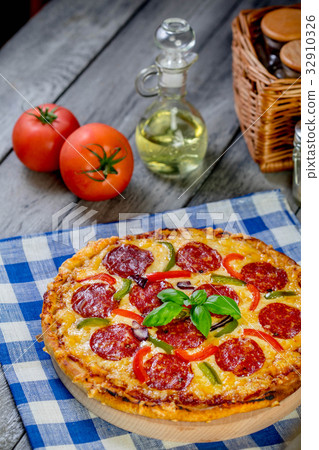 Pepperoni Pizza. Fresh homemade pizza. Pepperoni Pizza. Fresh homemade pizza. 32910326