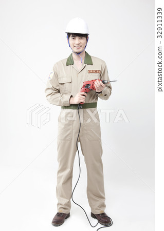 Work clothes, helmet, drill 32911339