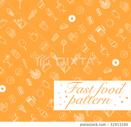 Fast food icons set seamless vector pattern. 32913280