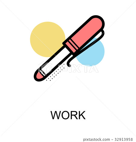 Work icon with pen on white background - Stock Illustration [32913958 ...